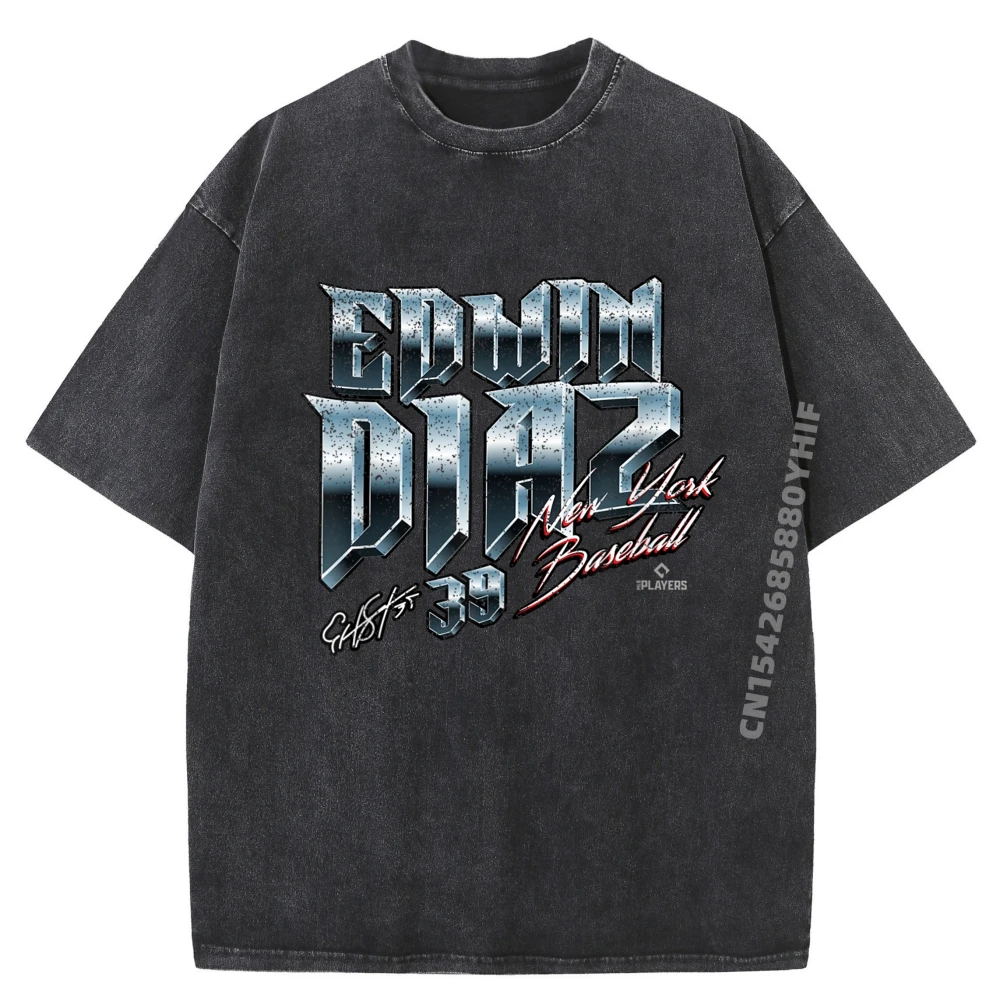 

Edwin Diaz New York Mlbpa Streetwear Men's T-Shirts Washed Tops & Tees Leisure Graphic Tee Printed Clothes