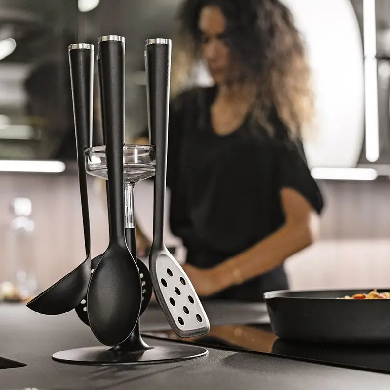 Rotating spatula five-piece set kitchen cooking spoon spatula set integrated high temperature resistant cookware extra thick kit