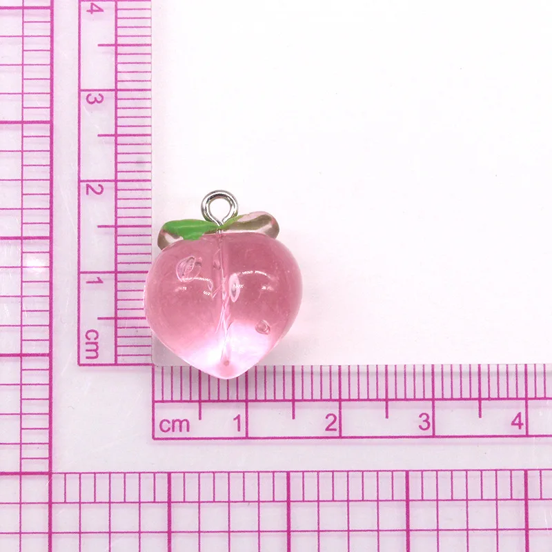 10 sztuk imitacja Friut Charms żywica różowa brzoskwinia wisiorki do tworzenia biżuterii kolczyki brelok naszyjnik DIY Cratfs ustalenia — zdjęcie 5