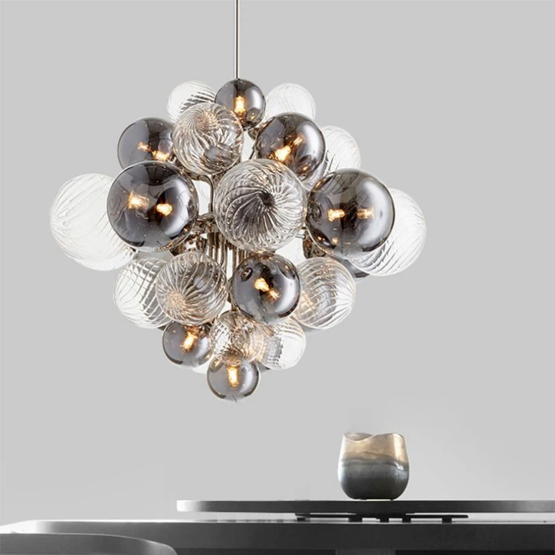 

Nordic Air Bubble Ceiling Chandelier Glass Ball Silvery for Table Dining Living Room Bedroom Pendant Lights Home Decor Fixture