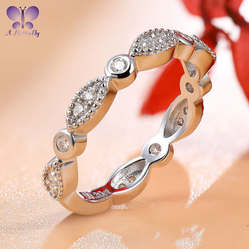 

AButterfly 100% D Color Moissanite 925 Sterling Silver Vintage Band Women's Wedding Ring Fine Jewelry Wholesale High Quality