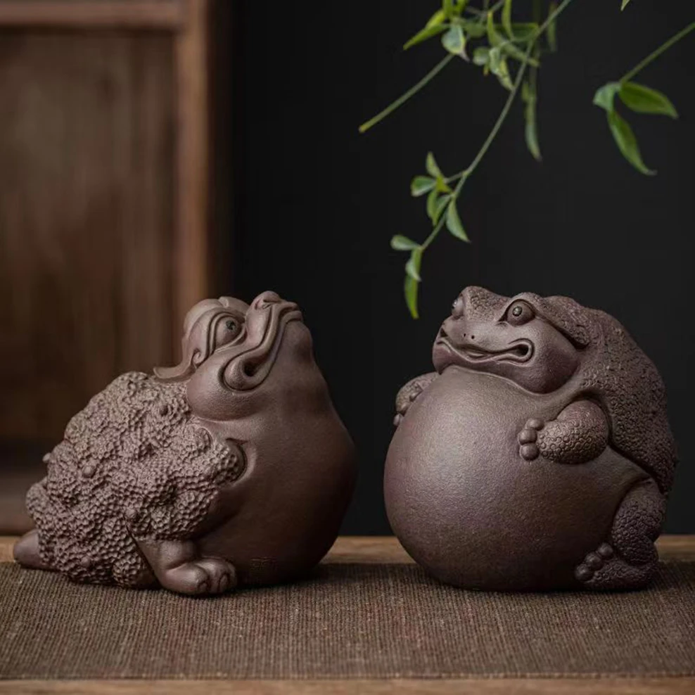 Purple Clay Tea Pet Lucky Golden Toad Tea Play Creative Office Home Tea Room Ornaments Tea Art Accessories