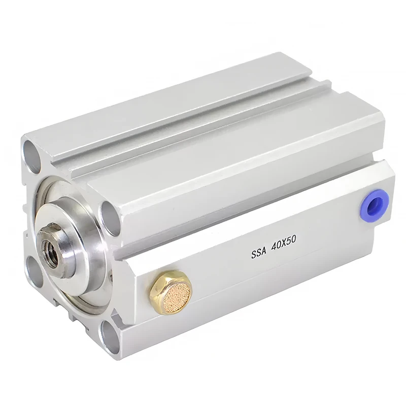 SSA20 25 32 40 50 63 Single Action Thin Pneumatic Cylinder Spring Press Back Compact Female Thread 5 10 20 25 30 40 50mm Stroke