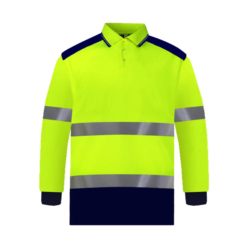 High Visibility Shirts for Work Short Sleeve Breathable Two Tone Workwear Polo Reflective Uniform T-shirt for Men Construction