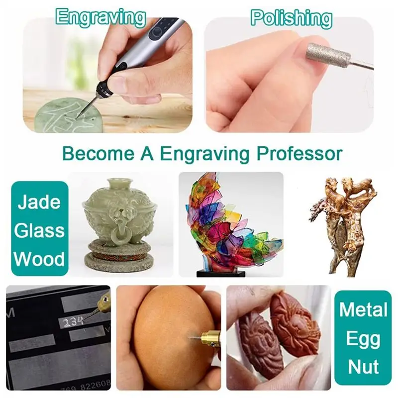 A77K Engraving Machines Mini Electric Engraver Pen Cordless Tools Engraved Jewelry Glass Stone Metal Plastic Wood Resin