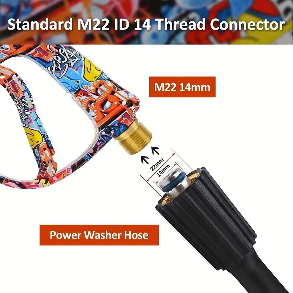 Graffiti-Set mit kurzer Hochdruckreinigerpistole, M22-14mm, 1L Schaumkanone, 5 Düsen & Metalladapter für Kärcher K2-K7 Autowäsche – Detail 9