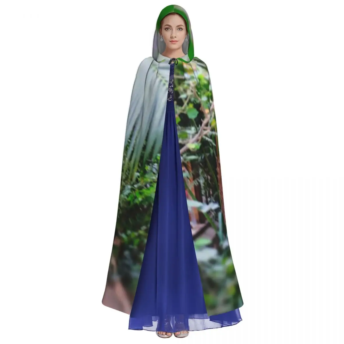 Path Through The Jungle Long Hooded Cloak Witch Medieval Costume Cosplay Cape HalloweenParty Adult Unisex