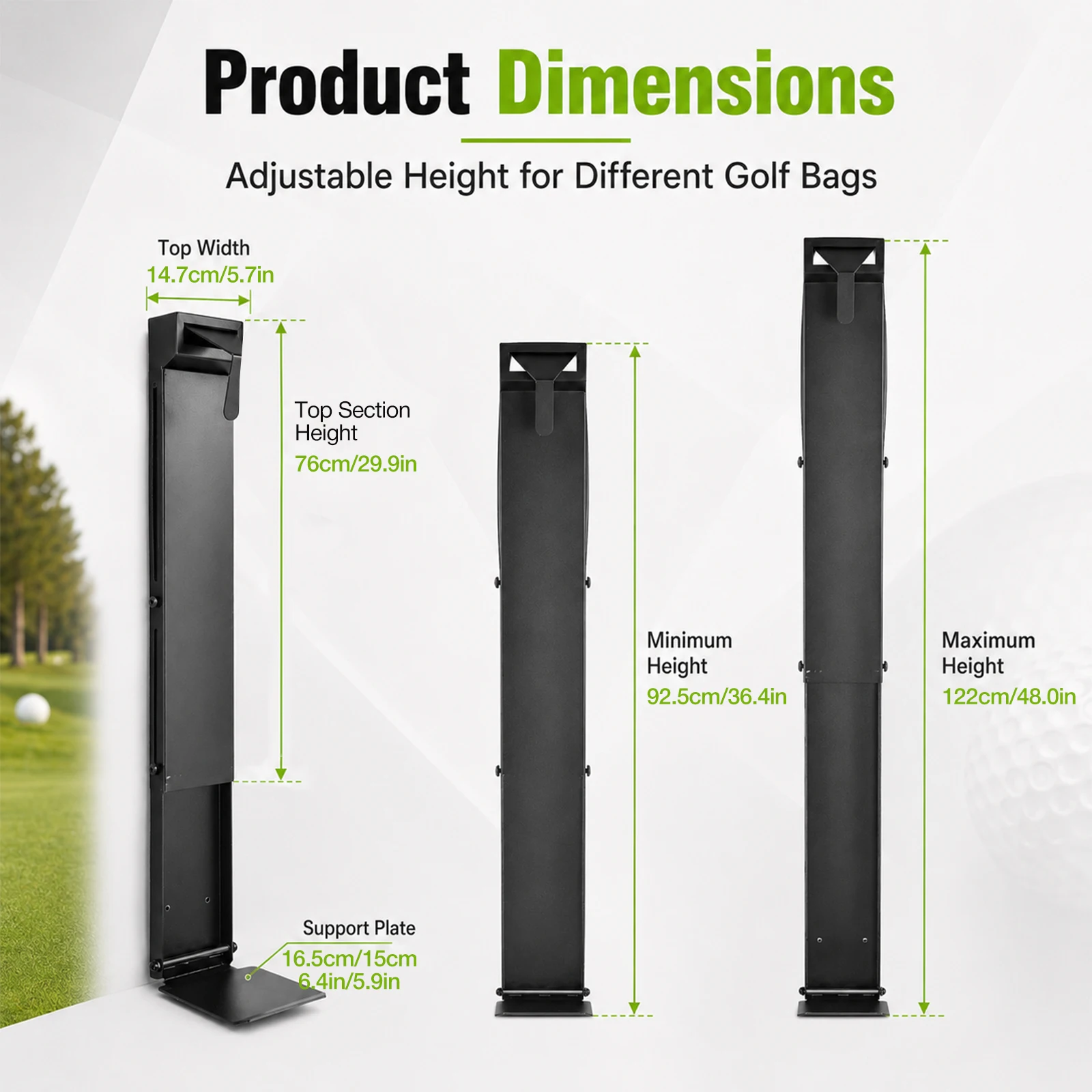 Wall Mount Golf Bag Storage Stand Organizer Rack for Garage Golf Bag Holder | Adjustable Air Spring Sliding Golf Bag Holder for Wall, Space-Saving Heavy-Duty Golf Bag Wall Mount for Garage, Club Basement