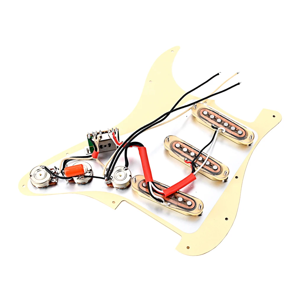 Complete Electric Guitar Loaded Pickguard Assembly SSS Alnico V Pickups Switch Pots Ready-to-Install for ST Guitar Parts
