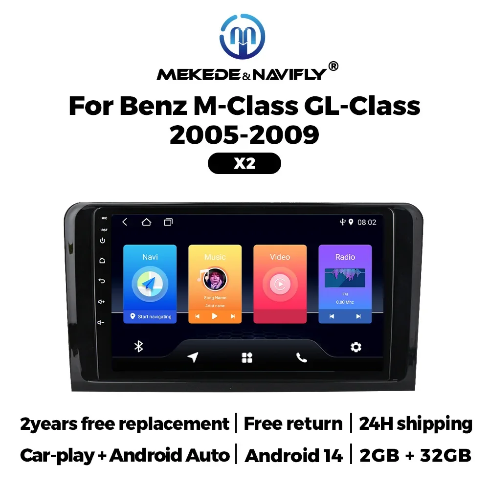 

Android 2 DIN Car Radio Stereo for Mercedes Benz ML GL W164 ML350 ML500 GL320 X164 ML280 GL350 GL450 CarPlay Auto Screen Audio