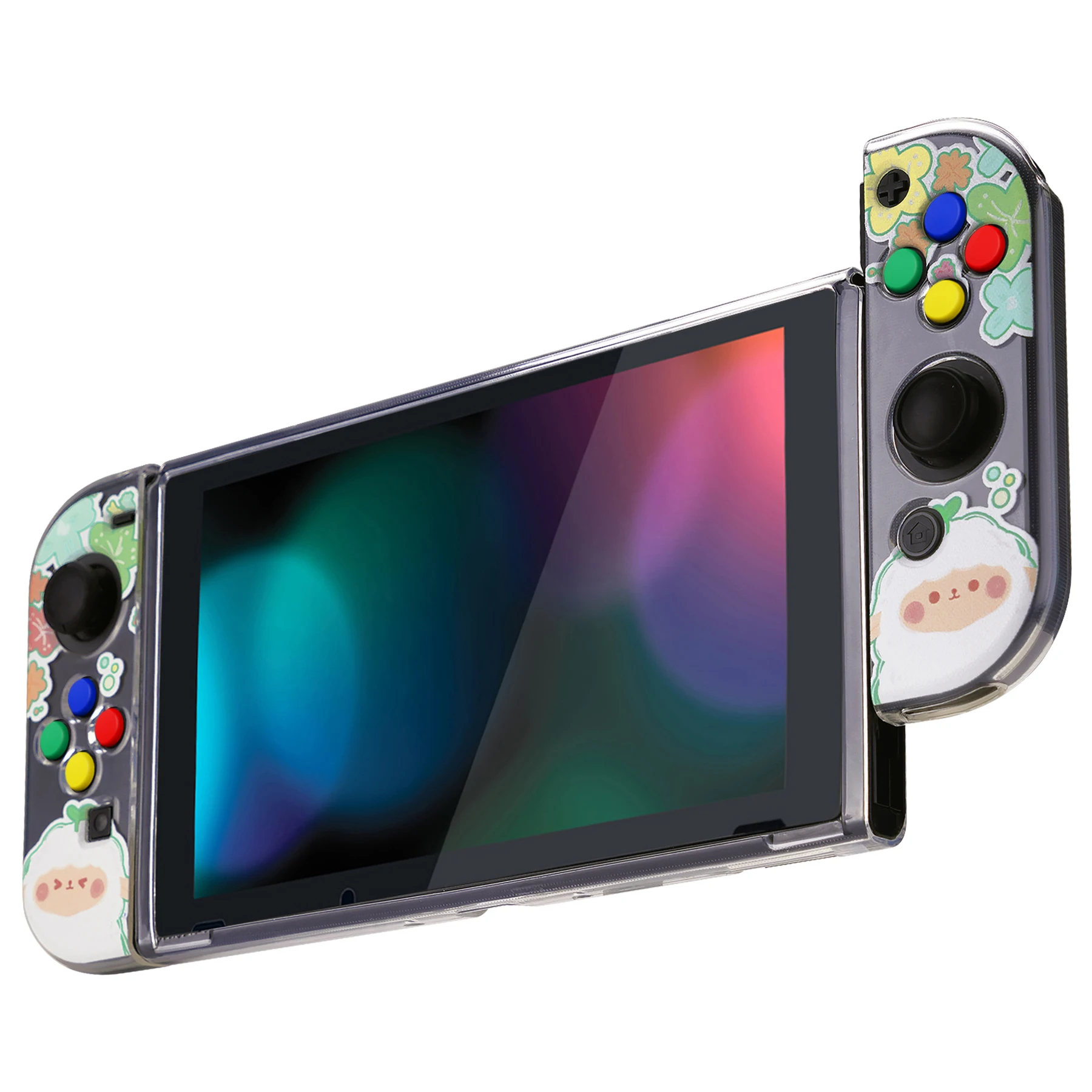 PlayVital Protective Case for NS, Soft TPU Slim Case Cover for NS Switch Joycon Console