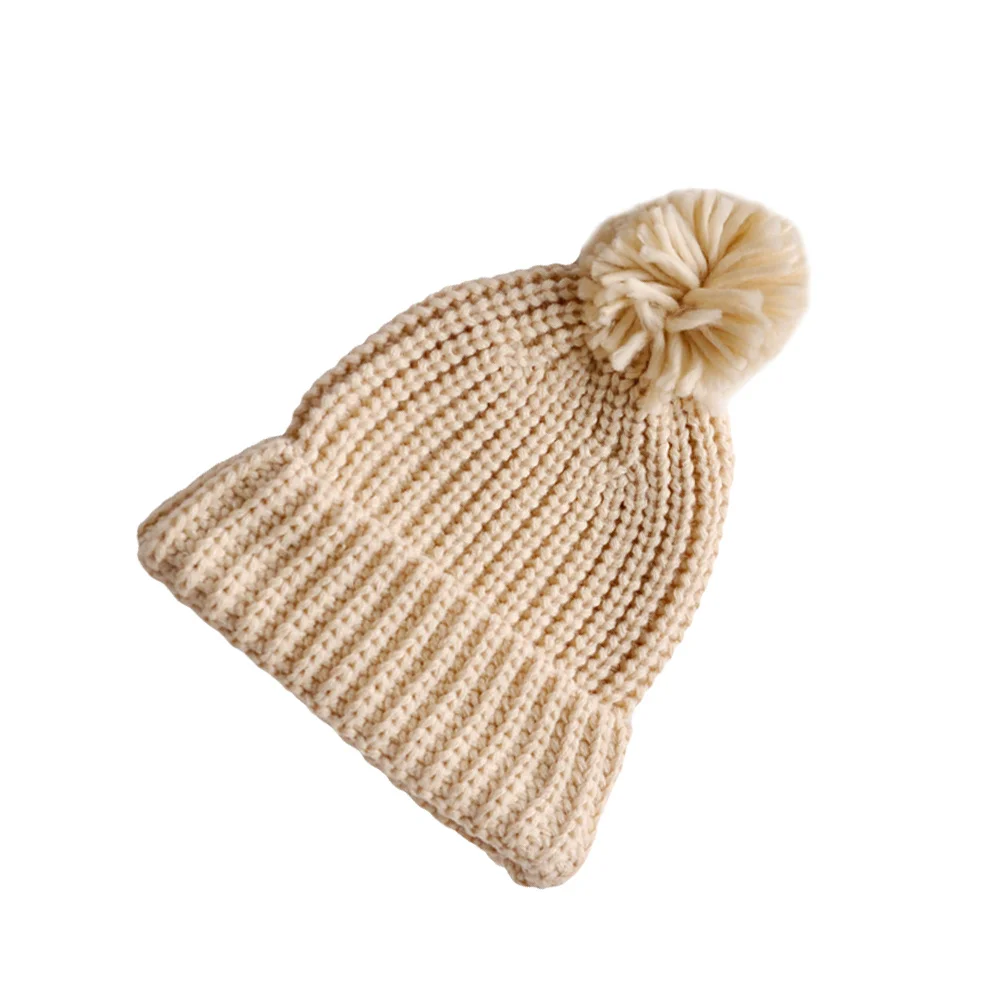 

1Pcs Baby Knitted Winter Hat Thick Warm Woolen Beanie One Size Fits Most Kids Autumn Outdoor Warm Cap Knitted Hat