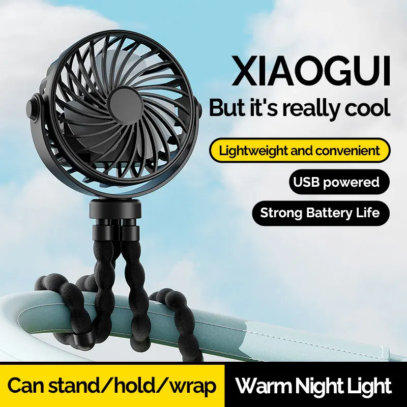 

USB Mini Portable Stroller Fan,Battery Operated Small Clip Fan,Detachable 3Speed 360°Rotate Flexible Tripod Cooling Fa