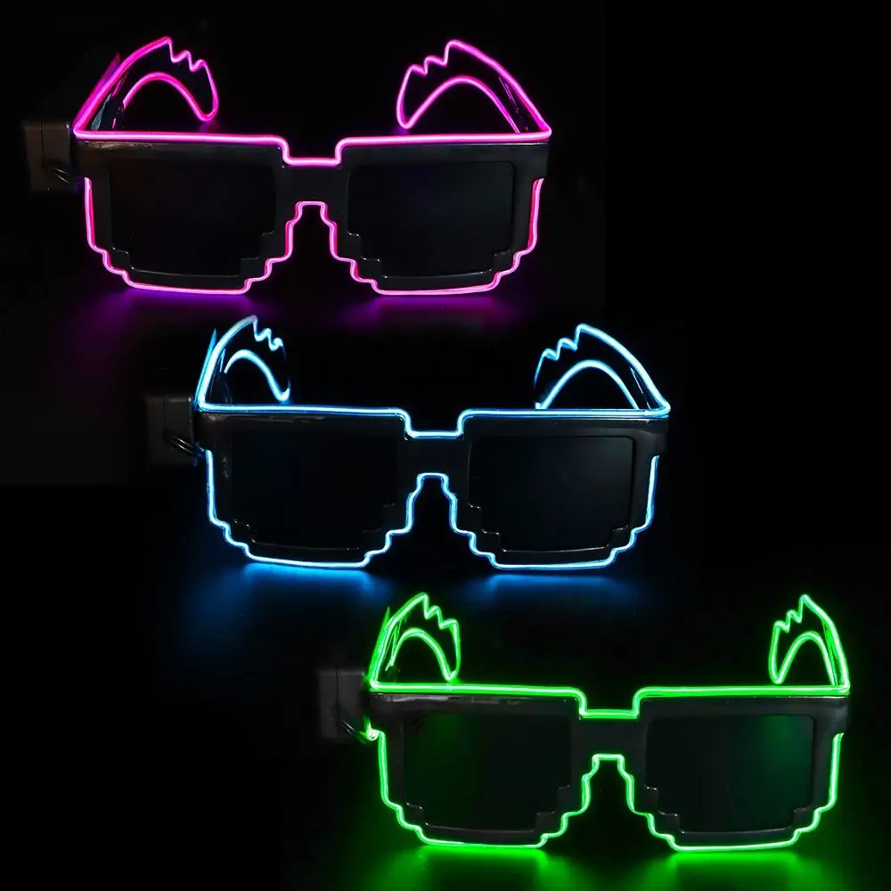 Wireless Mosaic LED Glasses Halloween Christmas Birthday Neon Party Nightclubs Neon Rave Shades Flashing Glasses for Adult Kids