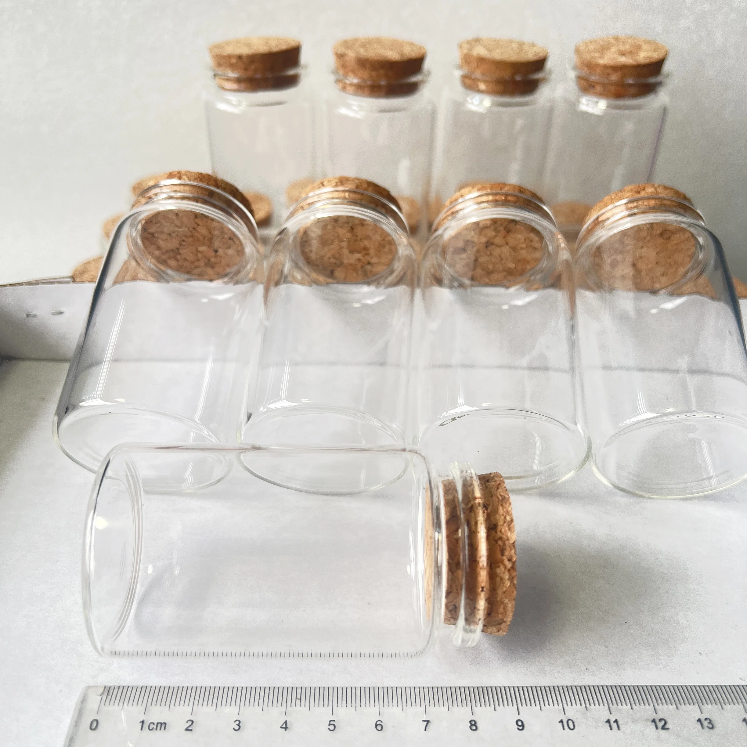 6 szt. Szklanych Butelek na Drażetki 90ml z Korkiem 33×47×80mm Puste Szklane Słoiki na Cukierki Butelki na Zanurzenie Pojemniki na Nasiona Kawy