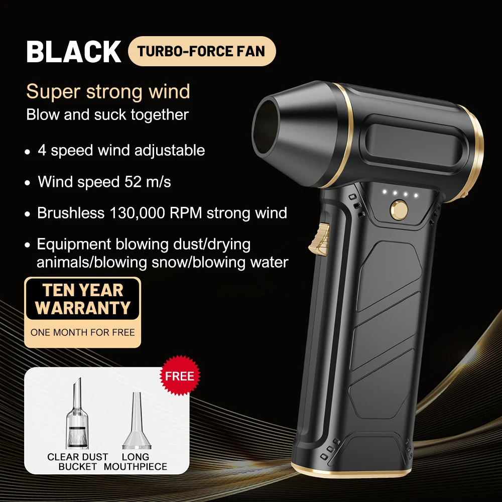

130000RPM Turbofan Dust Buster with Brushless Motor High Power Jet Fan 52m/s Wind Speed Infinite Speed Control Vacuum Cleaner