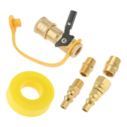 1/4inch RV Propane Quick Connect Fittings Adapter Kit Brass Shutoff Valve Full Flow Plug 3/8