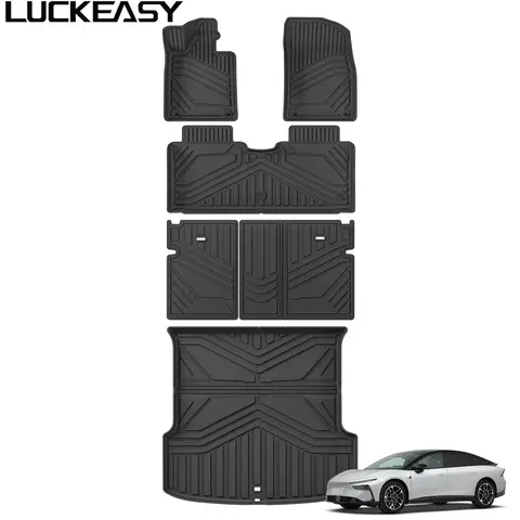 LUCKEASY for Xpeng P7+ 2024 TPE 3D Foot Mat Floor Mats Cargo Liner Trunk Pad Waterproof All- Weather Car Interior Accessories