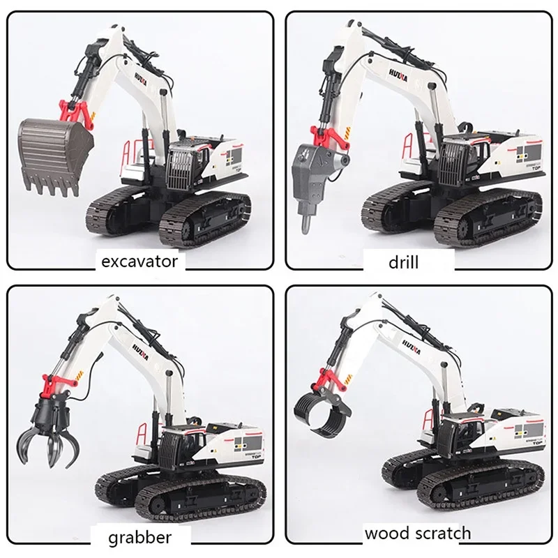 Hui Na 1594 1:14 2.4g 22ch illuminazione reale ingegneria del suono digger modello ragazzi bambini r c parti lega rc metallo huina escavatore giocattoli