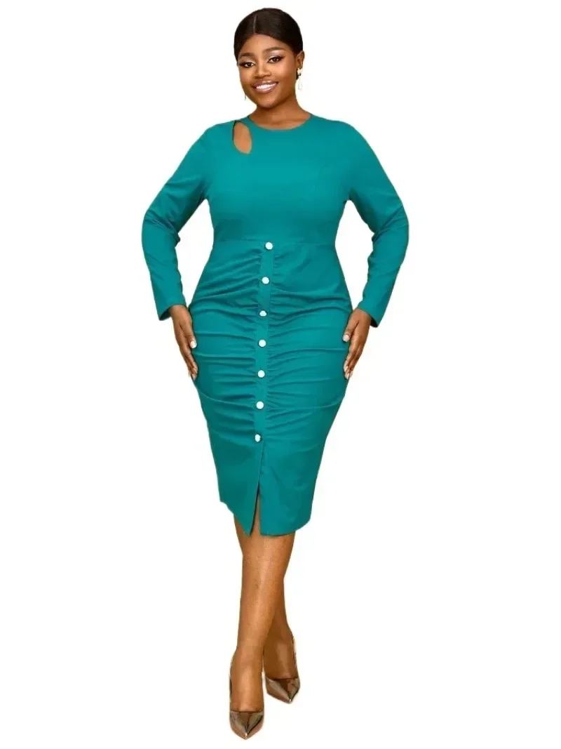 

Plus Size Dashiki African Dresses for Women Summer African Long Sleeve O-neck Party Evening Midi Dress Africa Clothing L-4XL