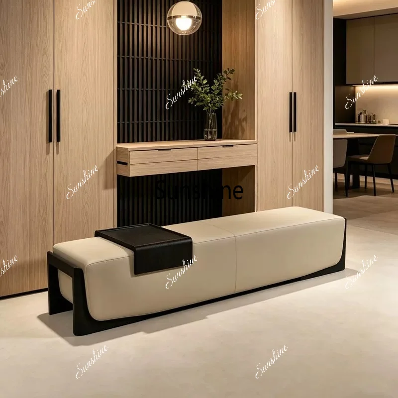Italian minimalist bench, bedroom, bedside stool, living room, entrance stool