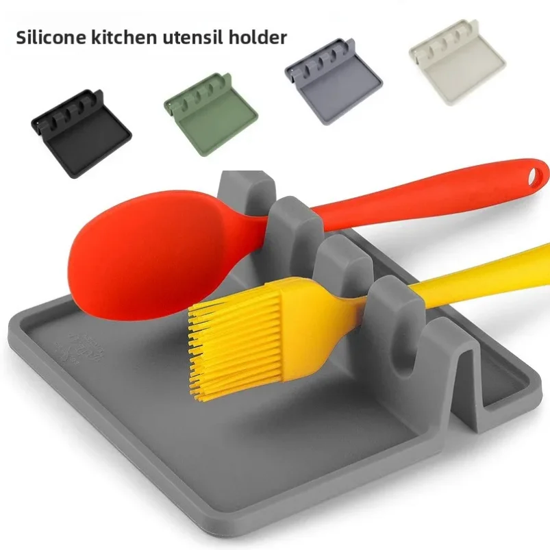 

Silicone Tableware Drying Kitchen Utensil Rack Rest Holders Fork Spatula Multifunctional Shelf Organizer Non-Slip Storage Pad