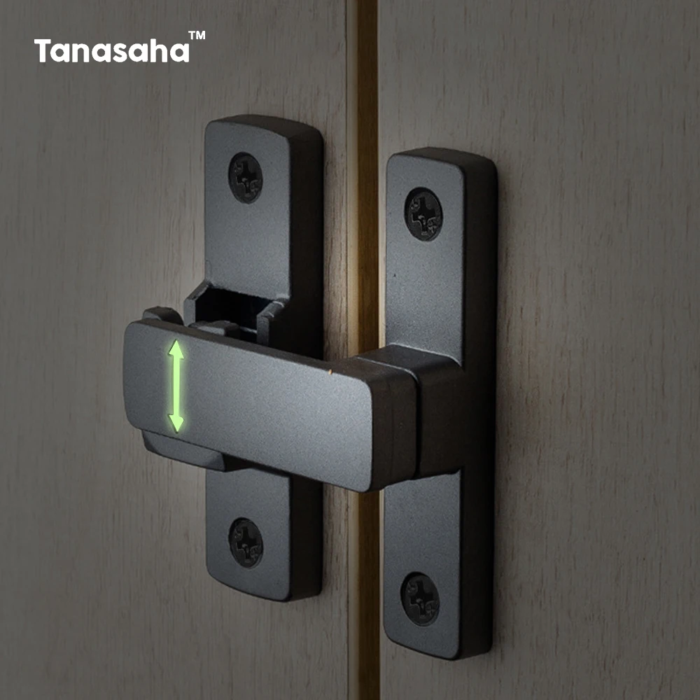 Anti-theft Buckle Latch 90/180° Flip Gate Latch with Luminous Door Lock Zinc Alloy Bathroom Door Toggle Sliding Bolt Locks