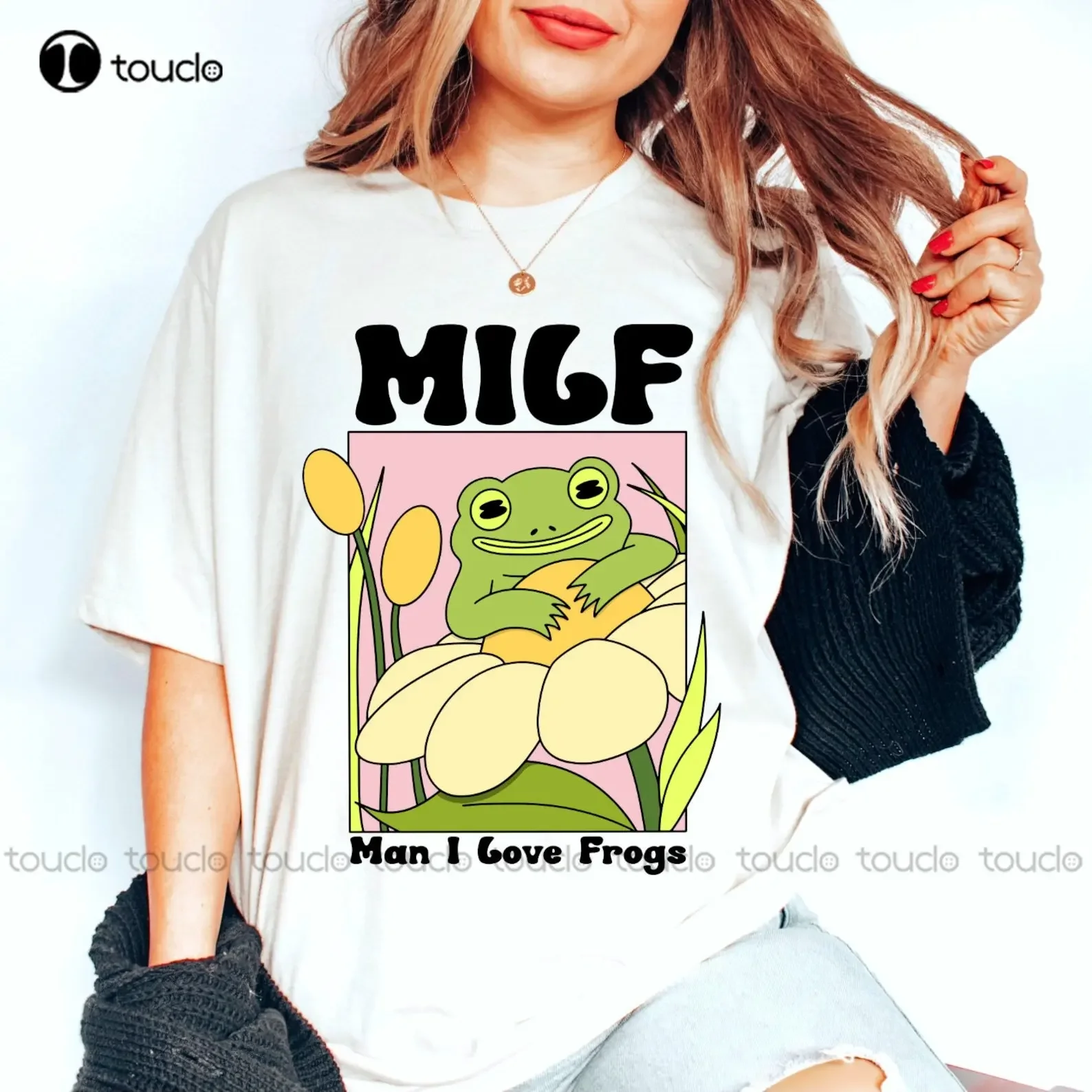Retro Frog T-Shirt Milf Oversized Unisex Shirt Toad Frog Lover Cottagecore Retro Shirts For Mother'S Day Gift Women T Shirt