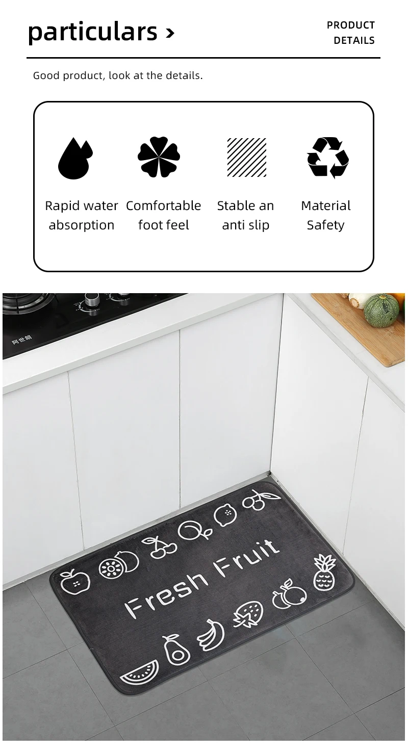 Mehrzweck-Schwamm-Wasserabsorptionsmatte: Küche, Bad Rutschfest, Feuchtigkeitsaufnahme, Maschinenwaschbarer Teppich – Detail 5