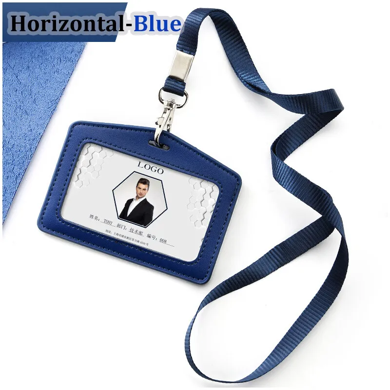 New Super Quality Genuine Leather Business ID Card Holder Badge License with Lanyard Multi-Color Options (Standard Size)