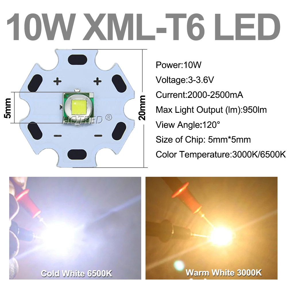 5pcs 10W LED XLM T6 5050 Chip XPL HI HD 3535 XPL2 Cold Warm White Diodes 3V3.7V Lamp Flashlights Parts DIY For Bicycle accessory