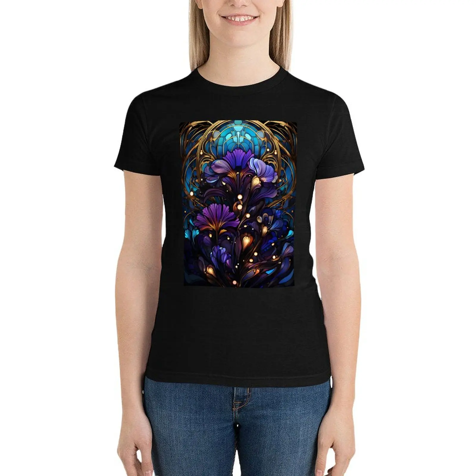 

Vibrant Nouveau Flowers: A Floral Harmony of Botanical Art Deco Nouveau - Fantasy Flower Botanicals Collection - Art Pri T-Shirt