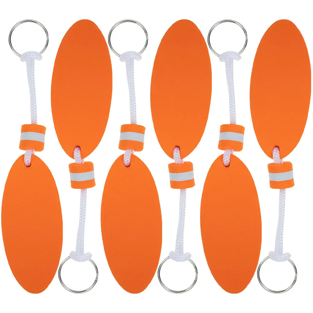6Pcs Small Floating Keychains Water Resistant Eva Material Stylish Oval Keychain for Boating Swimming Fishing Water Skiing