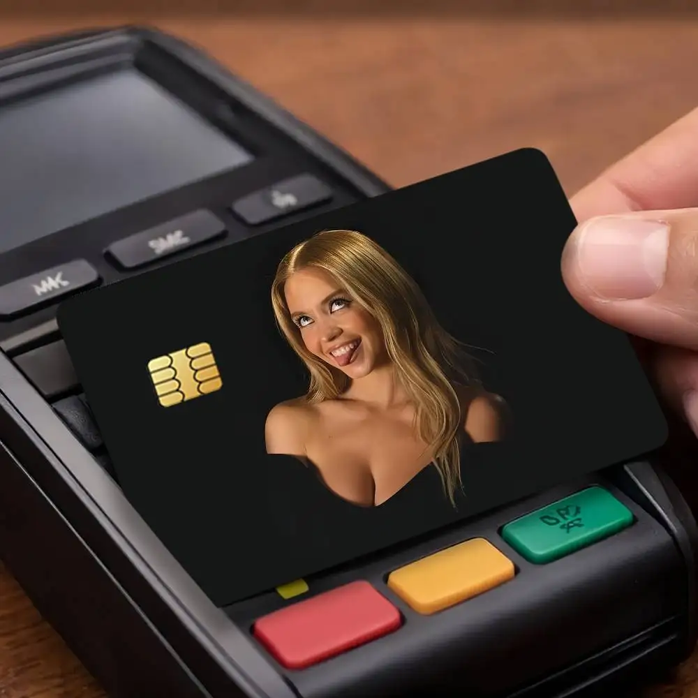 Autocollant de protection pour cartes de transport public et cartes de crédit, motif actrice Sydney Sweeney E-Euphoria, imperméable, décoration de carte, 4 pièces