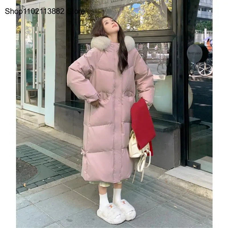 Fur Collar Warm Thicken Cotton Jacket Women Parkas Coats Winter Women's Padded Jacket Female Long Over-The-Knee Jacket