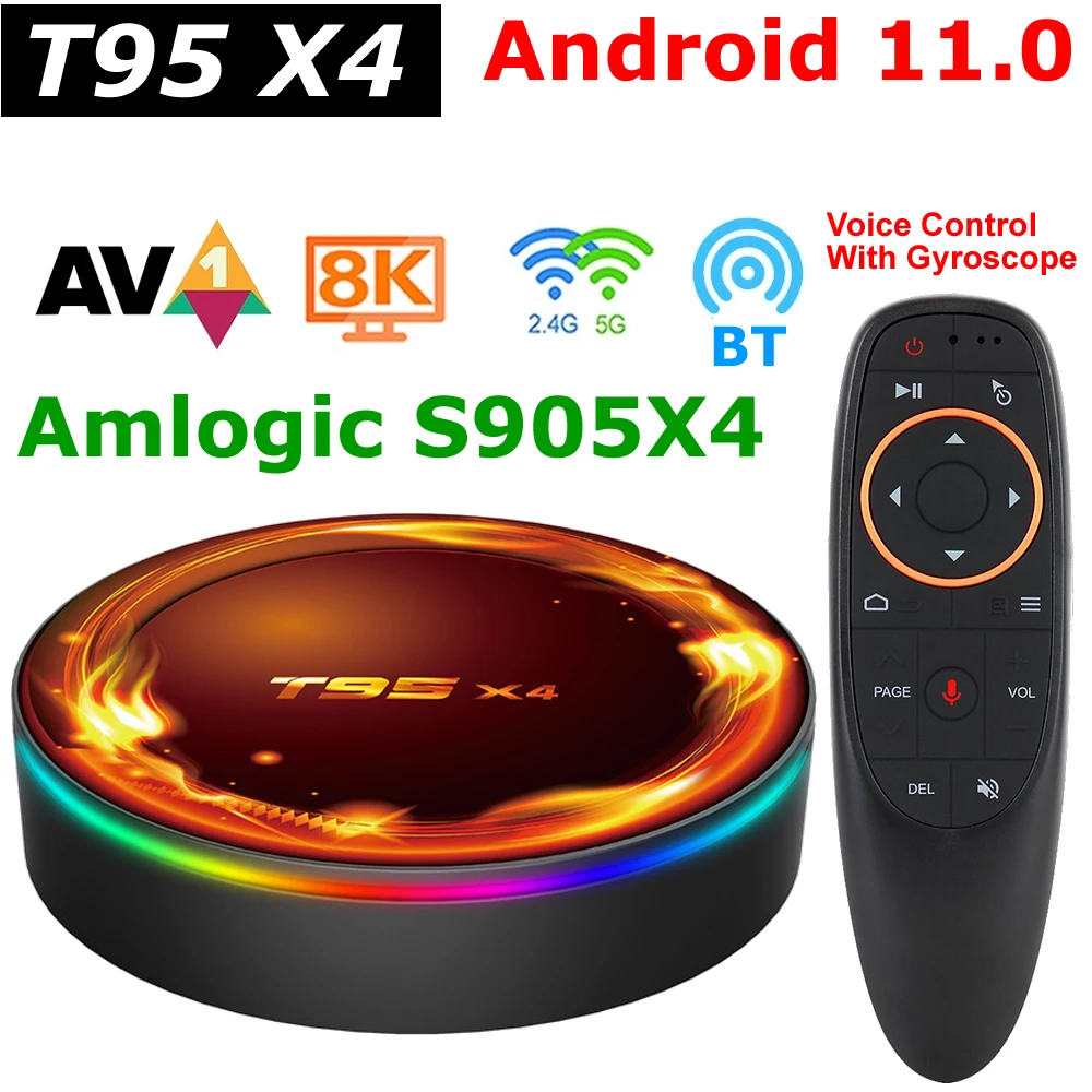 

T95 X4 Android 11 Smart TV Box Amlogic S905X4 4GB RAM 32G 64GB ROM USB3.0 Media Player 8K Video Decoding HDR AV1 5G Dual WIFI