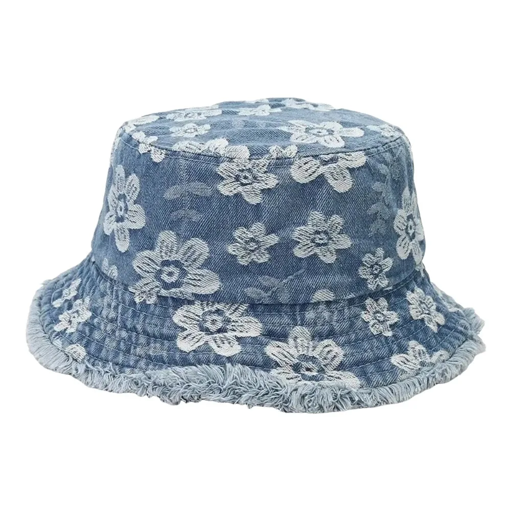Fashion Cartoon Flower Bucket Hat Sun Protection Breathable Sun Cap Embroidery Casual Panama Hat Fishing