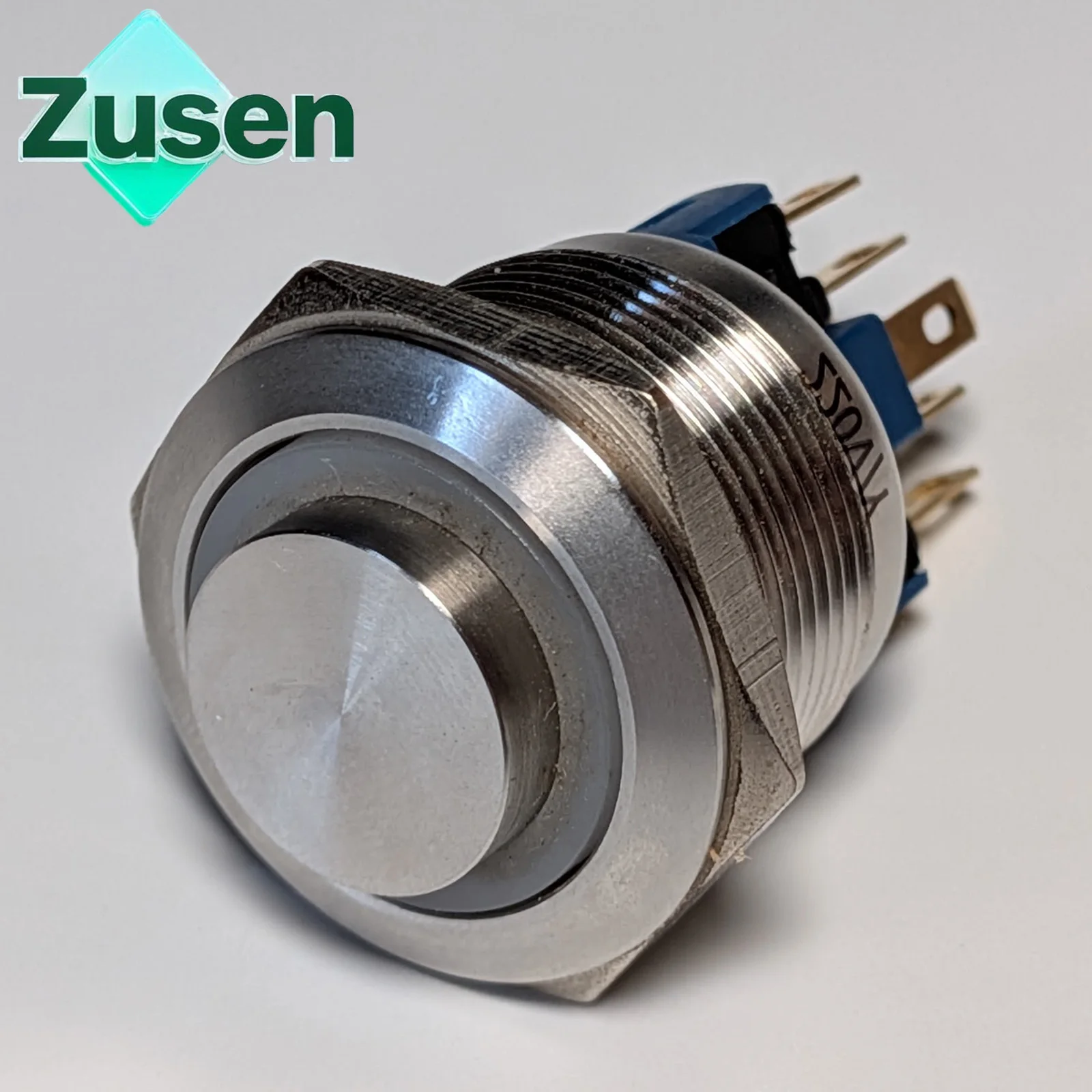 Zusen 22mm High Head Ring Led Illuminated Stainless Steel Push Button Switch 1NO1NC IP65 6V 12V 24V 220V