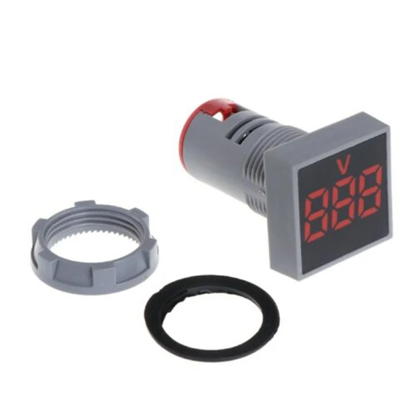 22mm Ac 12-500v Voltmeter Square Panel Led Digital Voltage Meter Indicator Light Red