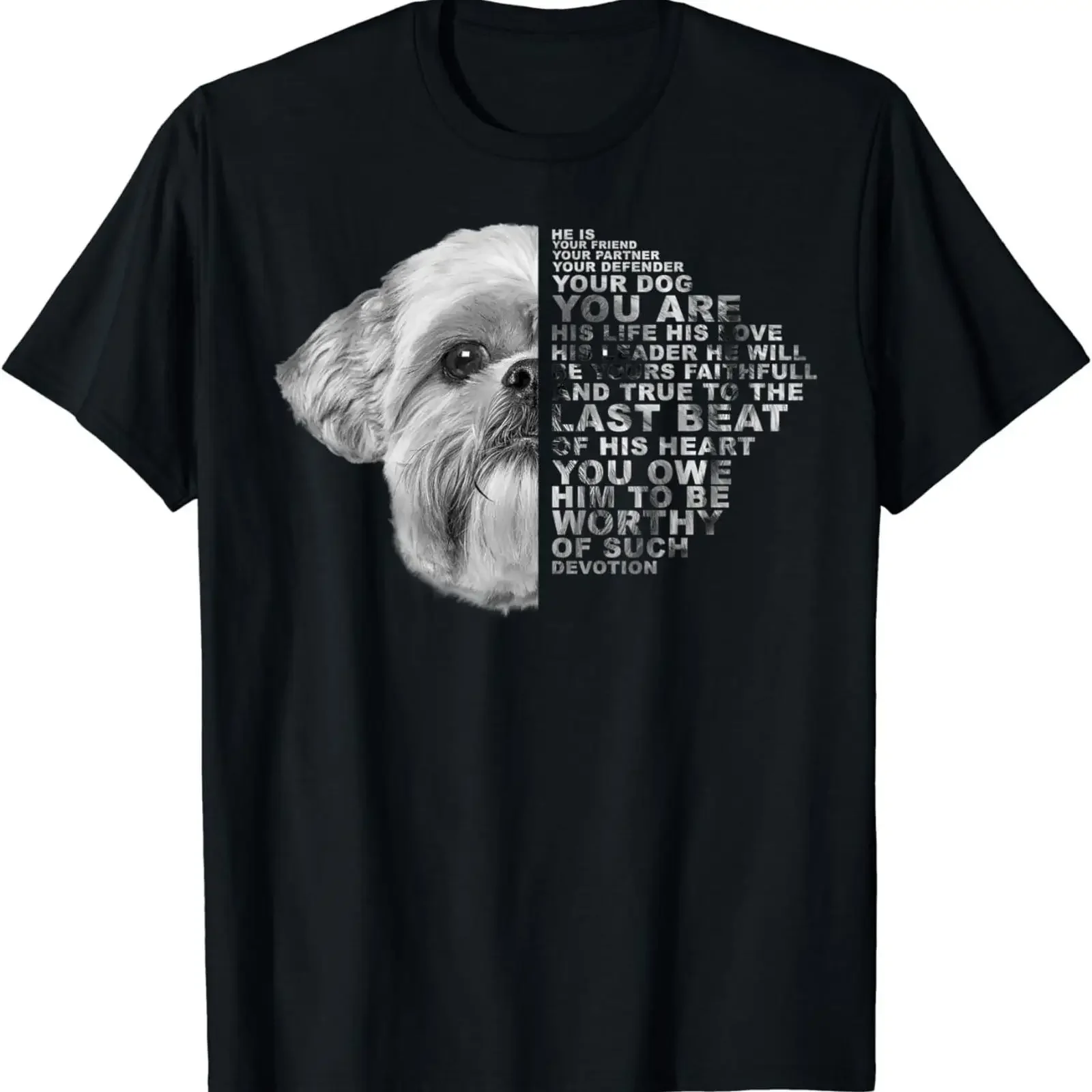 T-Shirt „He Is Your Friend Partner Dog Shih Tzu Hunde Geschenk“ im Vintage-Stil, gewaschen, atmungsaktiv, Streetwear, lässig