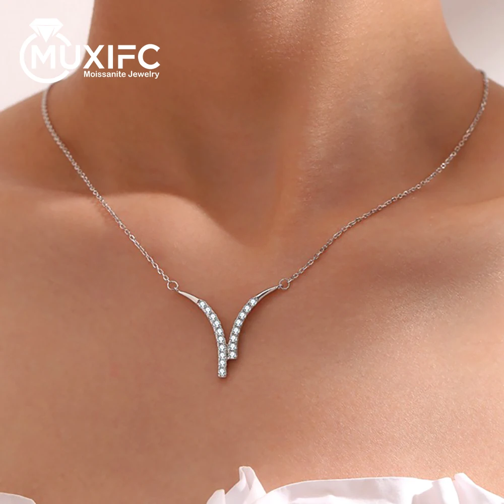 

Moissanite Pendant Necklace for Women Luxury D Color Lab Diamond Wedding Chorker 925 Sterling Silver Plated 18k Neck Chain Gift