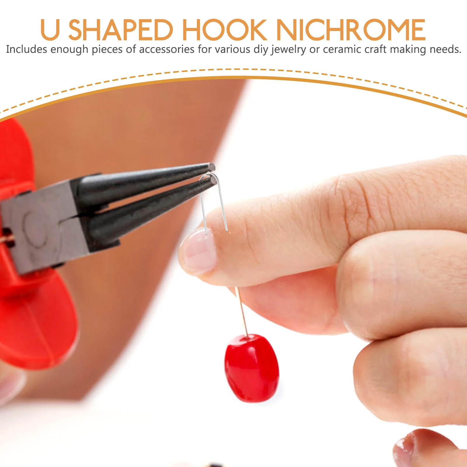 

200pcs U Nichrome Wire High Temp Resistant Ceramic Craft Tool For Jewelry Glass Clay Diy Projects U Shaped Hook Ceramic Hanger