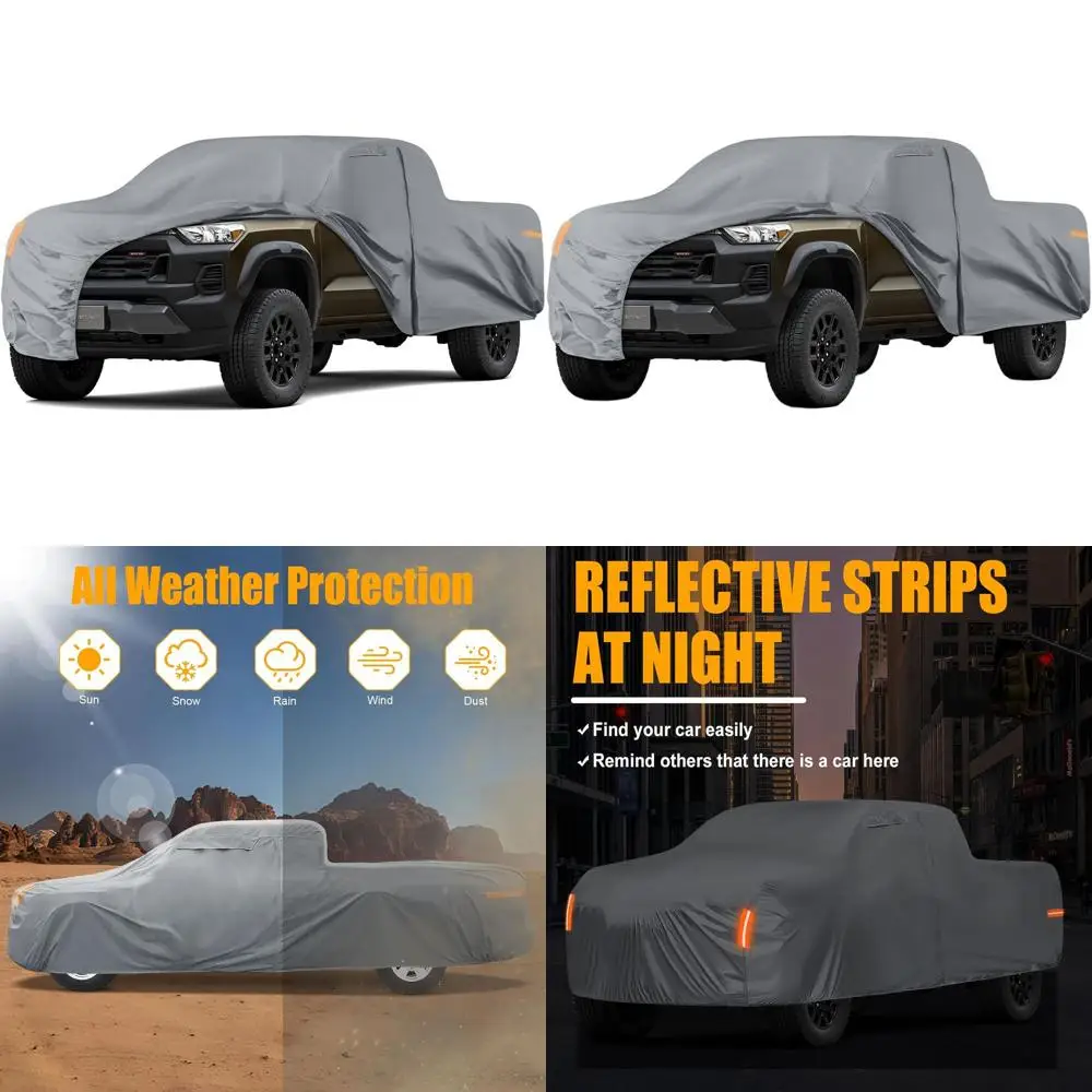 

Universal 10-Layer Waterproof Truck Cover for Crew Cab 5.1ft/Extended Cab 6.1ft with Cotton Lining and Windproof Bands, Zippered