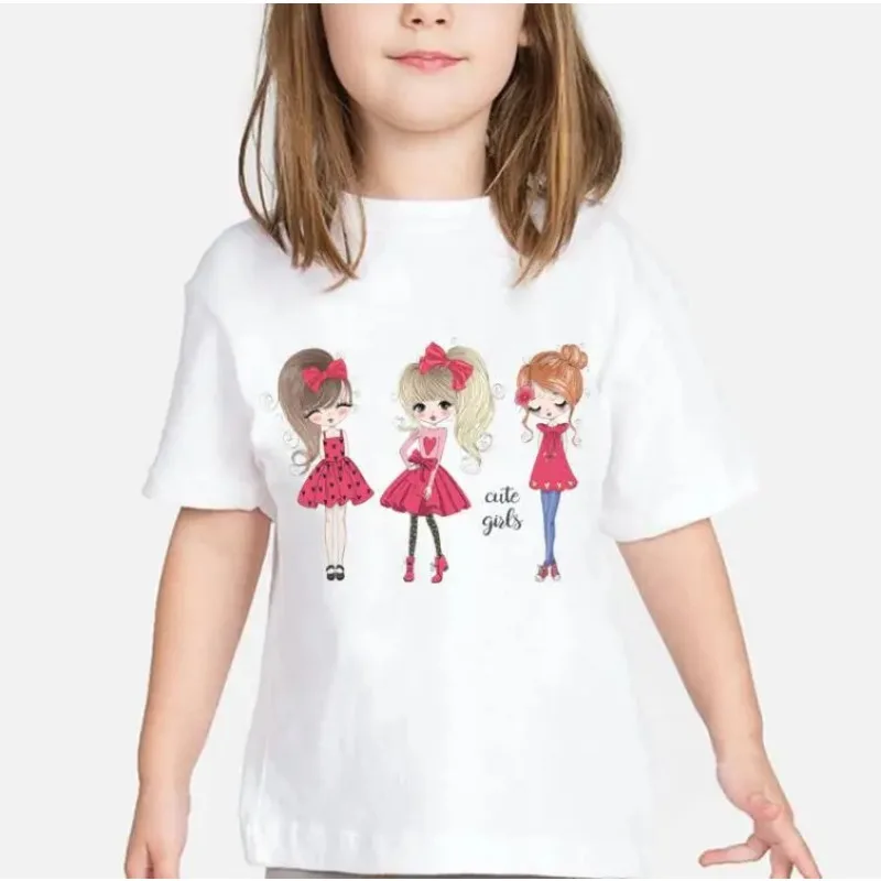 Summer New t-shirt Girls Ballet Dancer Pink Love Print Tshirt Girls Kawaii abbigliamento per bambini regalo di compleanno top per ragazze Harajuku