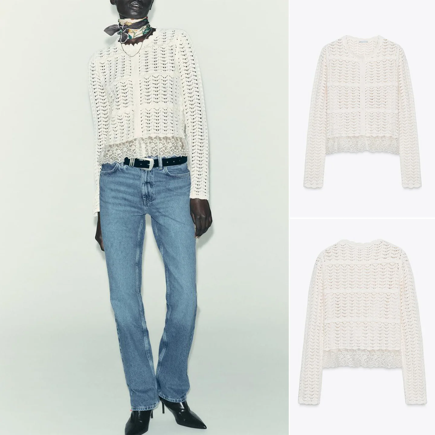 

Romantic Splicing Hollow out Long Sve round Ne Snail Coat mat Sle Женская модная осенняя верхняя одежда Длина...