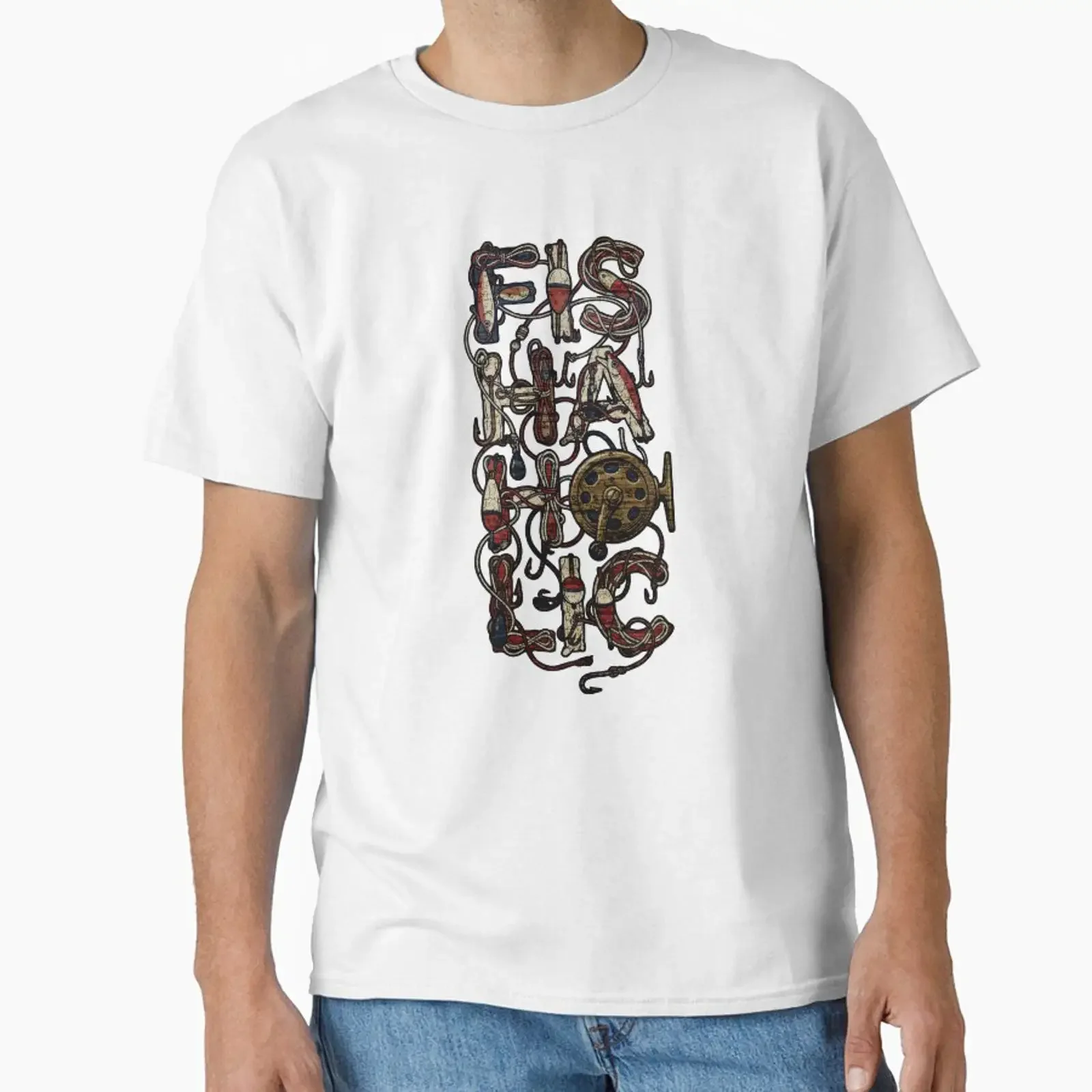FISH Tackle Typography Vintage Collage designed and sold by EimSol vintage Washed Breathable Casual Stylish Versatile Unisex