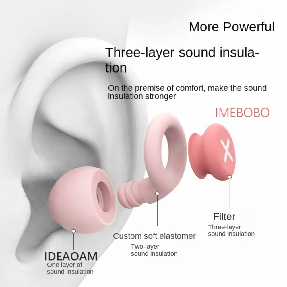 2PCS/4PCS Soundproof Silicone Noise Earplug Sound Insulation Noise Reduction Insulation Earplug Protection Slow Rebound