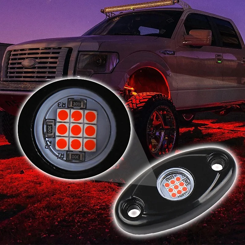 Kit de luces LED para Roca, luces de neón impermeables con brillo bajo, para Jeep, camión, ATV, Raptor, barco todoterreno, rojo, 8 cápsulas