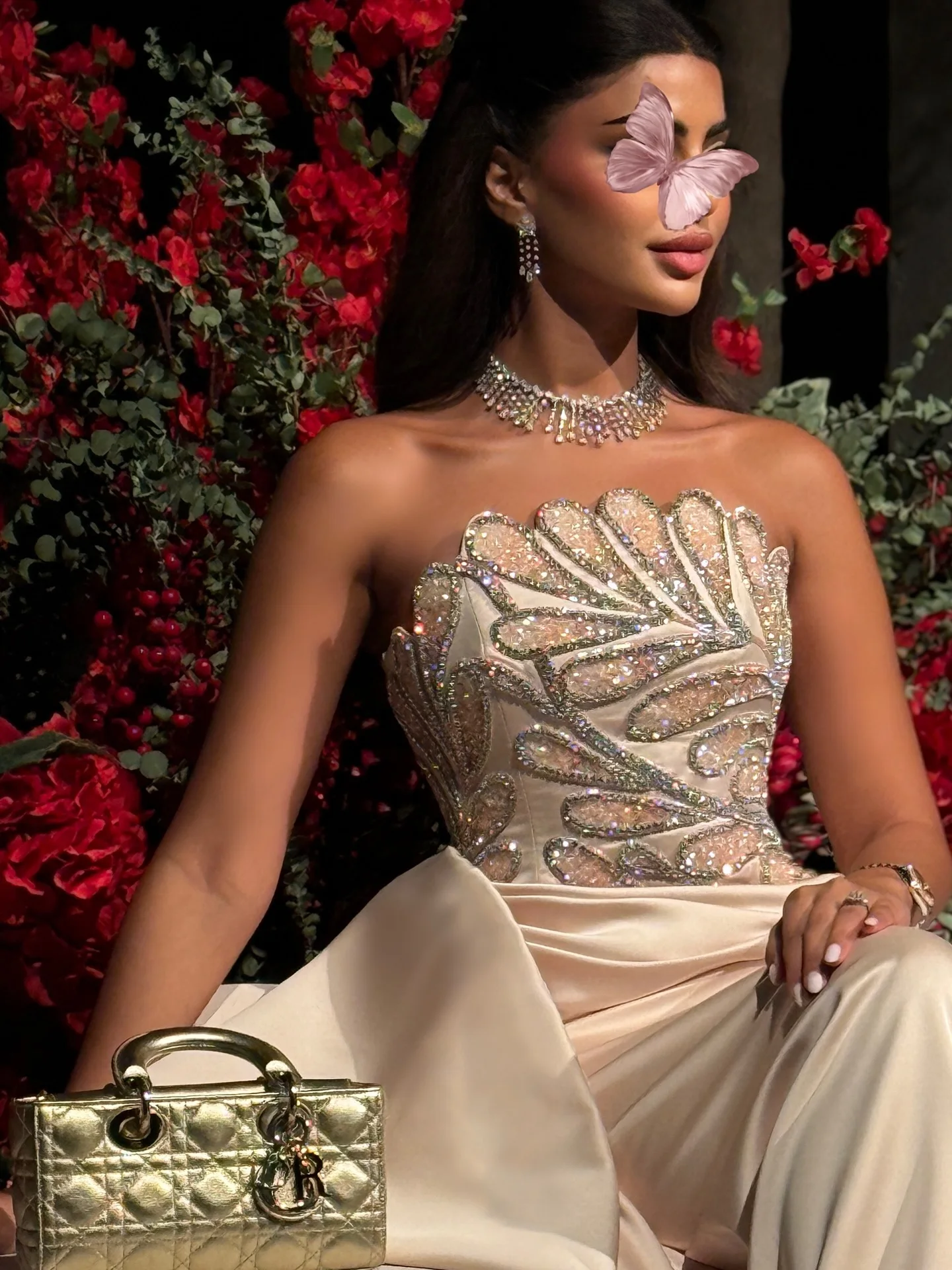 Sharon Said Elegantes Langes Formelles Abendkleid Luxuriöses Perlenbesetztes Plissiertes Damenkleid für Hochzeitsgäste Arabisches Kleid SS242 Maßanfertigung – Detail 8