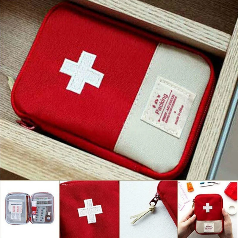 1pc Portable Medicine Bag Cute Mini First Aid Kit Medical Emergency Kits Organizer Medicine Pill Box Outdoor Emergency Camping